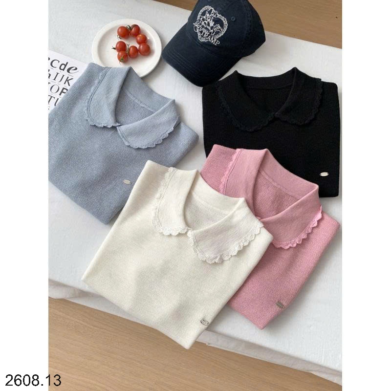 25HA2608.13 - ÁO LEN MỎNG CỔ SEN CHO NỮ