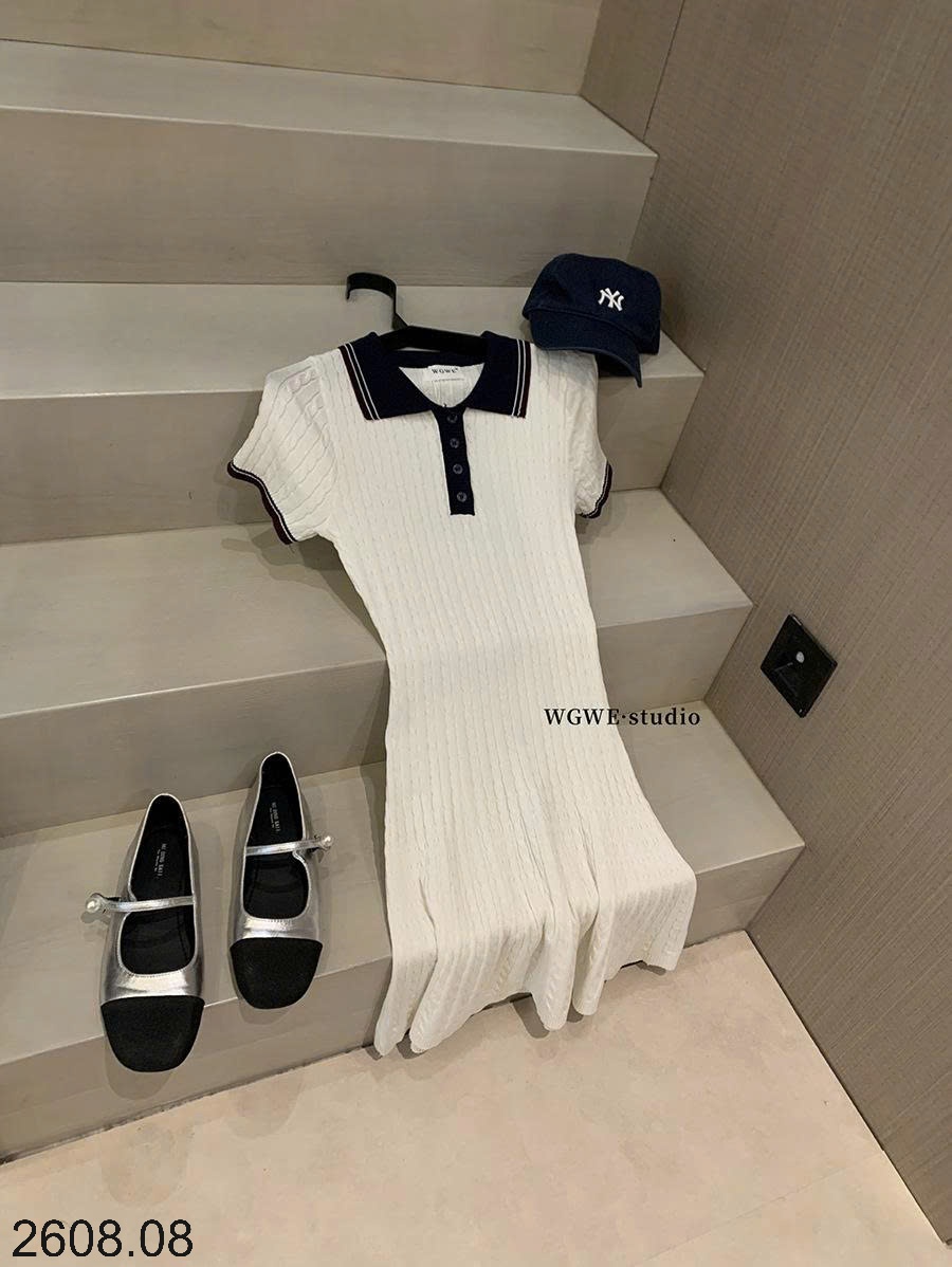 25HA2608.08 - VÁY LEN BODY CỔ POLO NHÀ WGWE