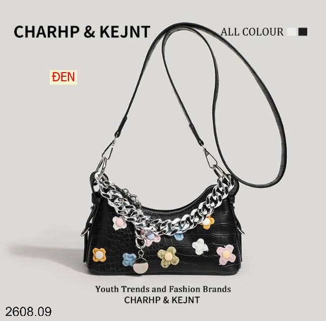 25HA2608.09 - TÚI BAGUETTE HOA CHARHP&KEJNT