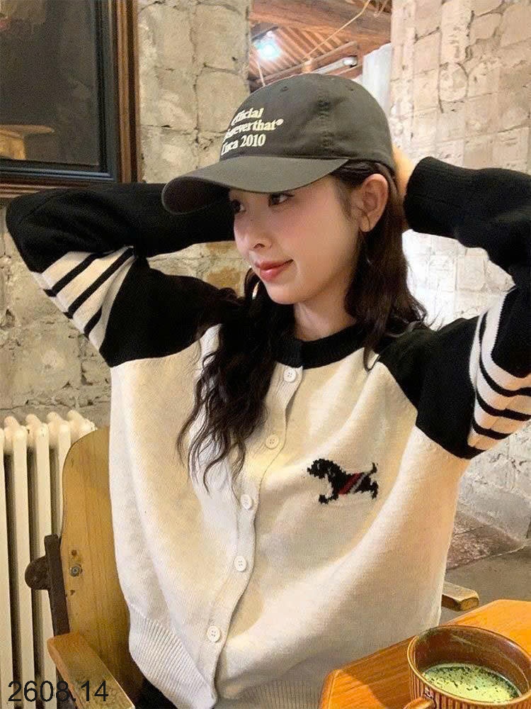 25HA2608.14 - ÁO LEN HÌNH CÚN CARDIGAN NỮ