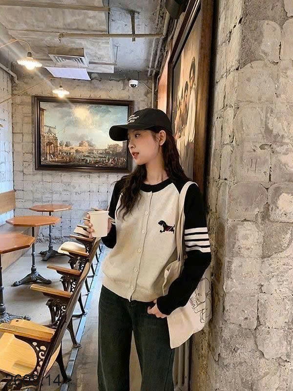 25HA2608.14 - ÁO LEN HÌNH CÚN CARDIGAN NỮ