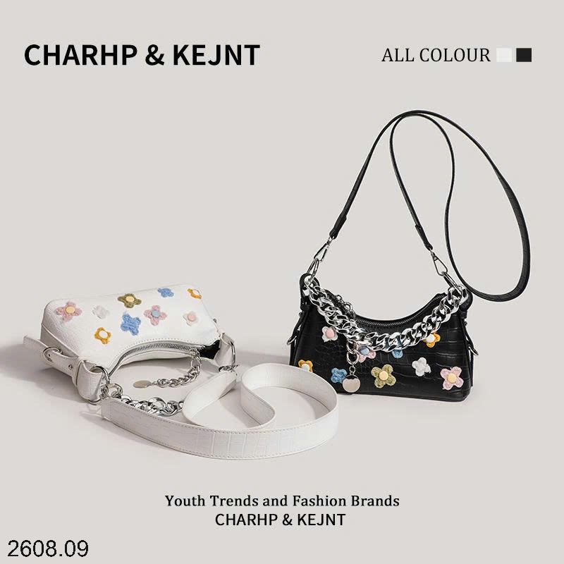 25HA2608.09 - TÚI BAGUETTE HOA CHARHP&KEJNT