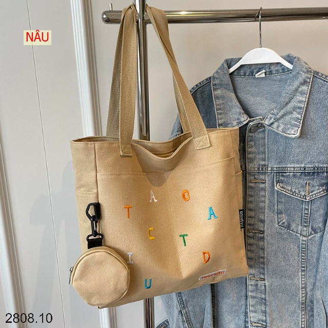 25HA2808.10 - TÚI TOTE THÊU CHỮ