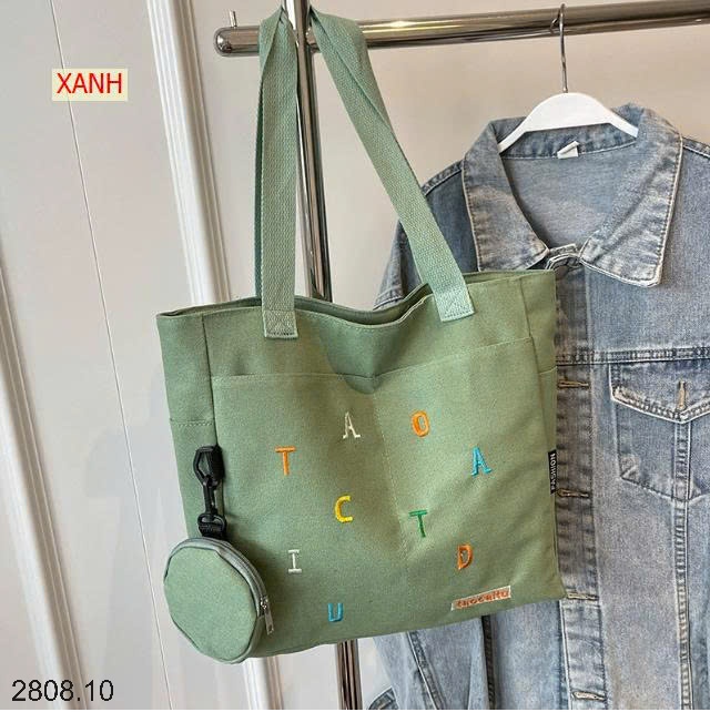 25HA2808.10 - TÚI TOTE THÊU CHỮ