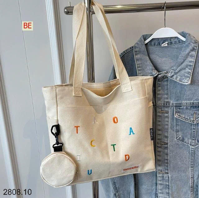 25HA2808.10 - TÚI TOTE THÊU CHỮ