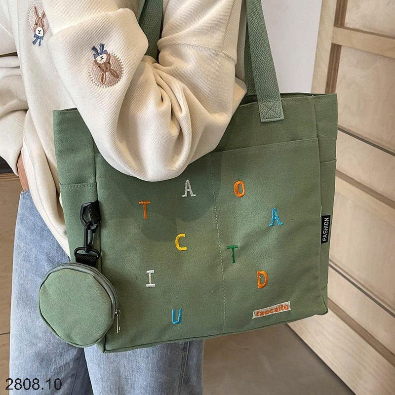 25HA2808.10 - TÚI TOTE THÊU CHỮ