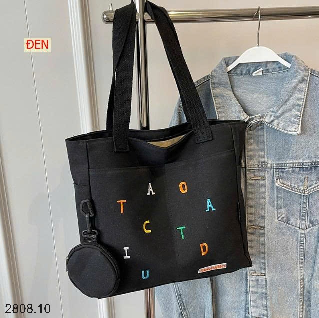 25HA2808.10 - TÚI TOTE THÊU CHỮ