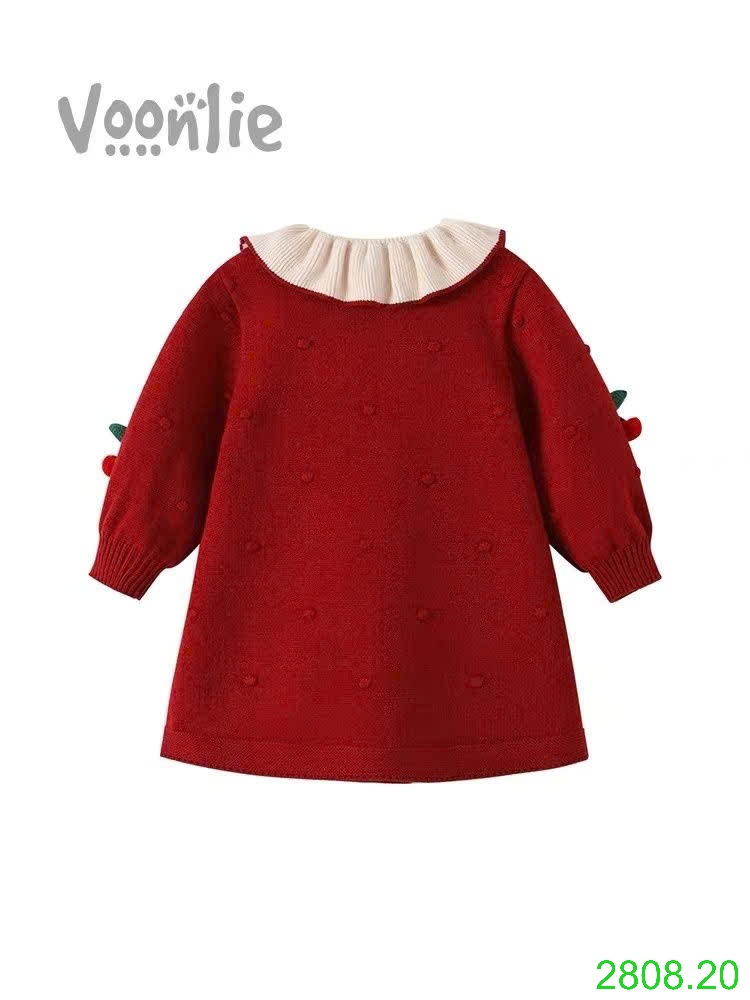 25HA2808.20 - VÁY ĐỎ CHERRY DÂU TÂY DỄ THƯƠNG BÉ GÁI