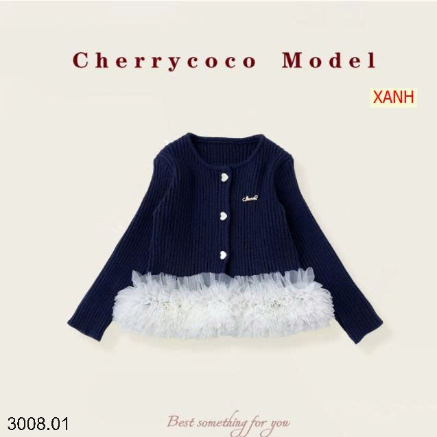25HA3008.01 - ÁO LEN VIỀN VOAN BÈO CHERRY COCO