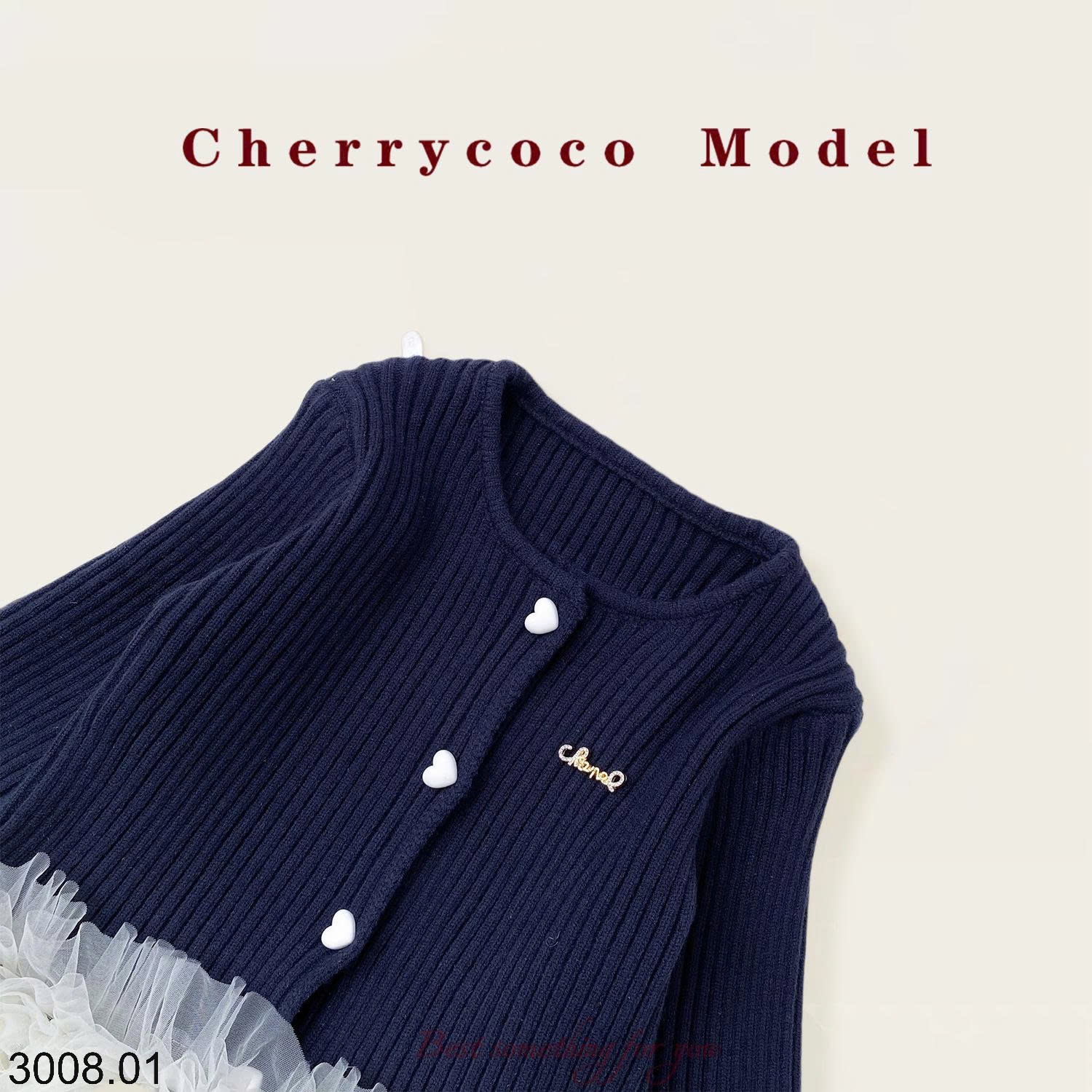 25HA3008.01 - ÁO LEN VIỀN VOAN BÈO CHERRY COCO