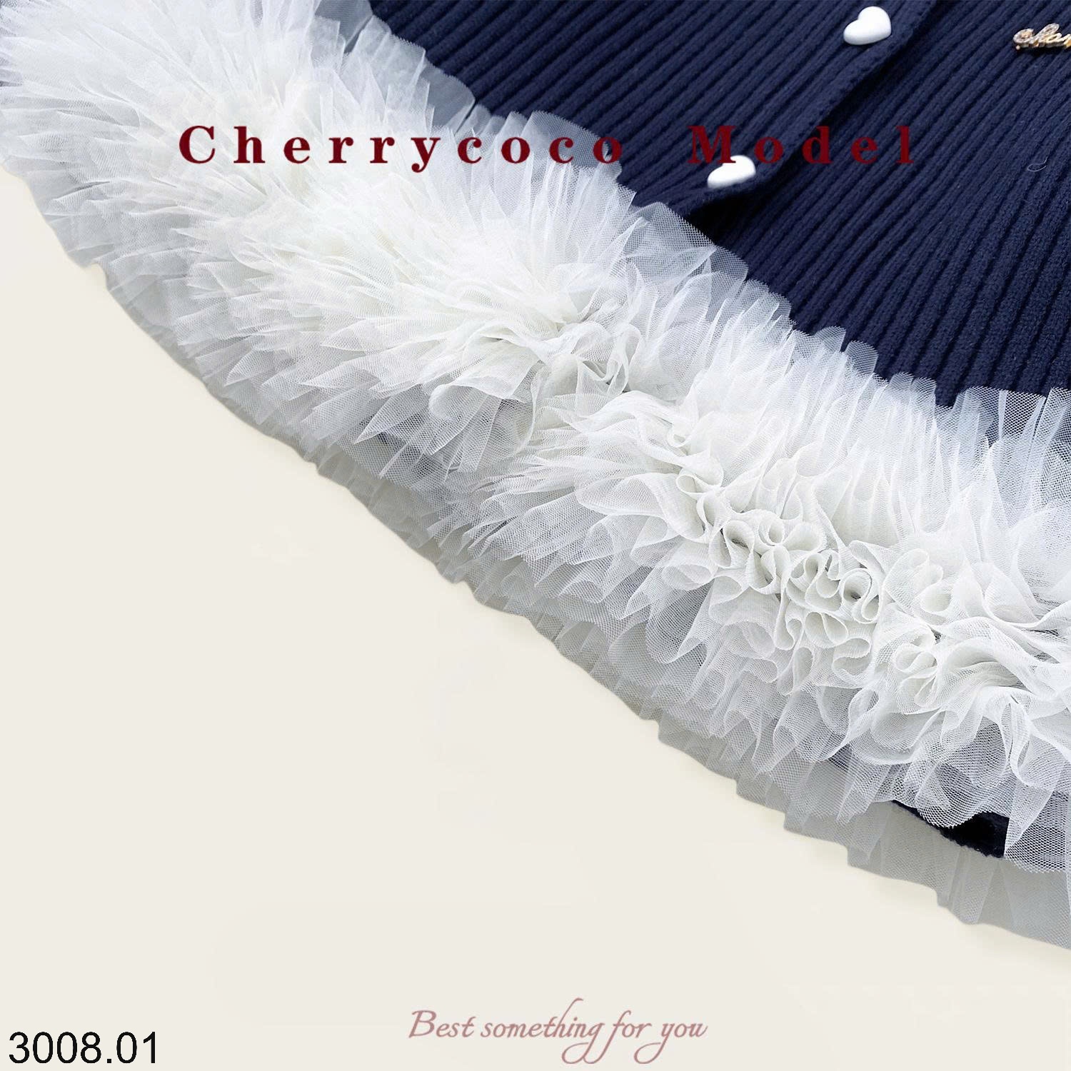 25HA3008.01 - ÁO LEN VIỀN VOAN BÈO CHERRY COCO