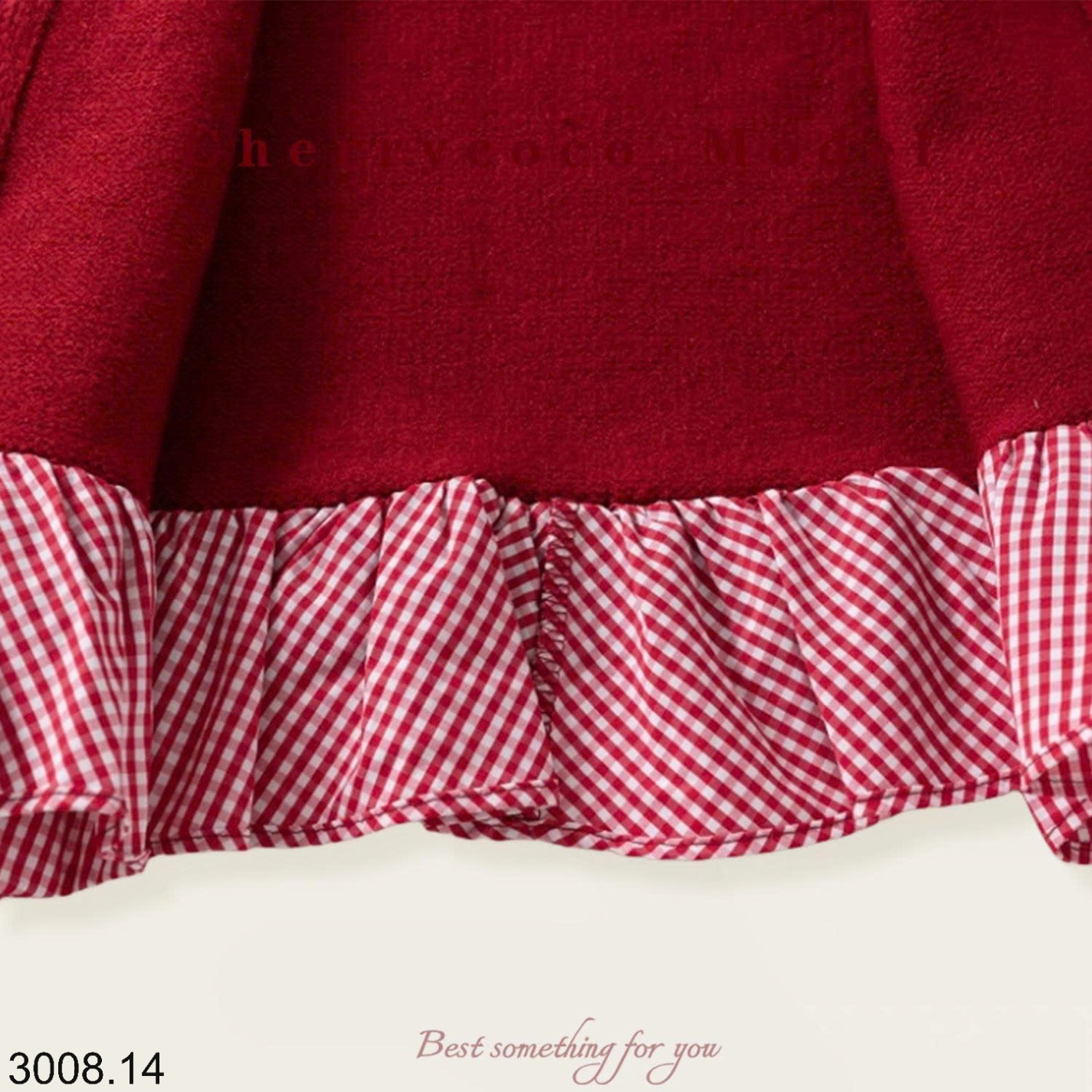 25HA3008.14 - ÁO LEN CARDIGAN VIỀN BÈO CHERRY COCO BÉ GÁI