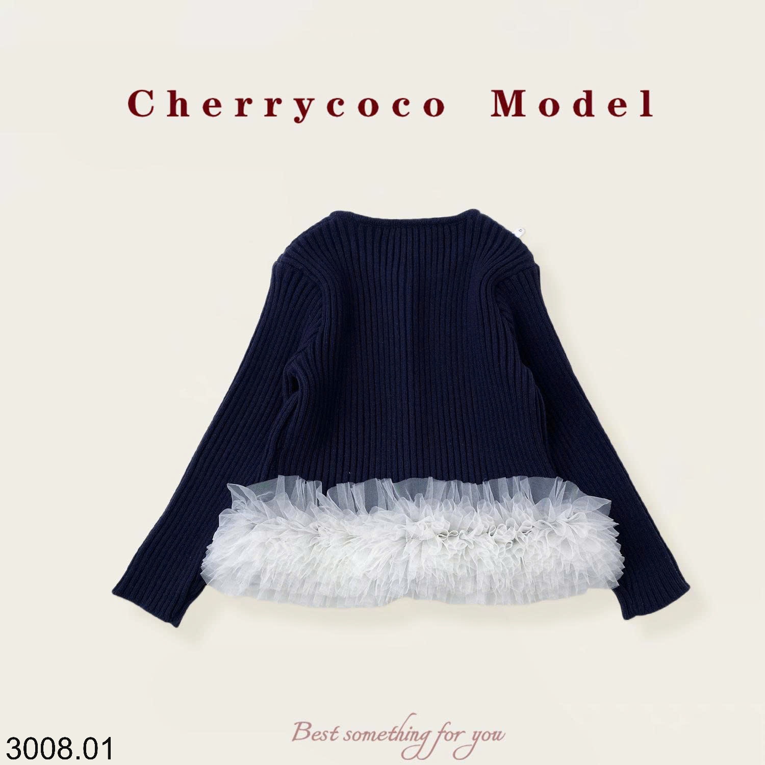25HA3008.01 - ÁO LEN VIỀN VOAN BÈO CHERRY COCO