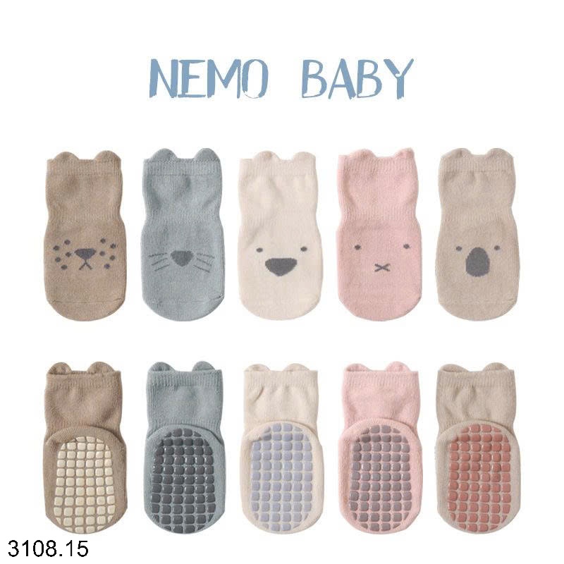 25HA3108.15 - SET 5 ĐÔI TẤT NEMO CHỐNG TRƠN TRƯỢT CHO BÉ