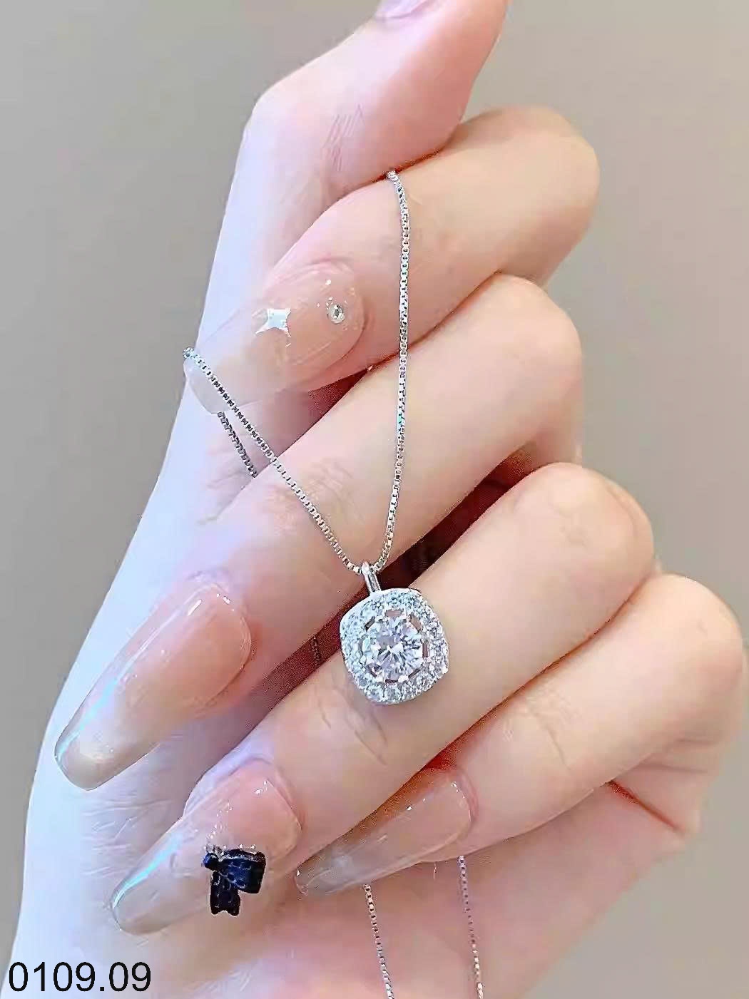 25HA0109.09 - DÂY CHUYỀN BẠC ĐÍNH ĐÁ ZIRCON THƯƠNG HIỆU CHOMEL KERINA