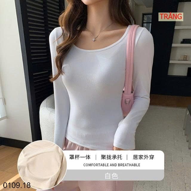 25HA0109.18 - ÁO THUN NỮ CỔ TRÒN KÈM BRA
