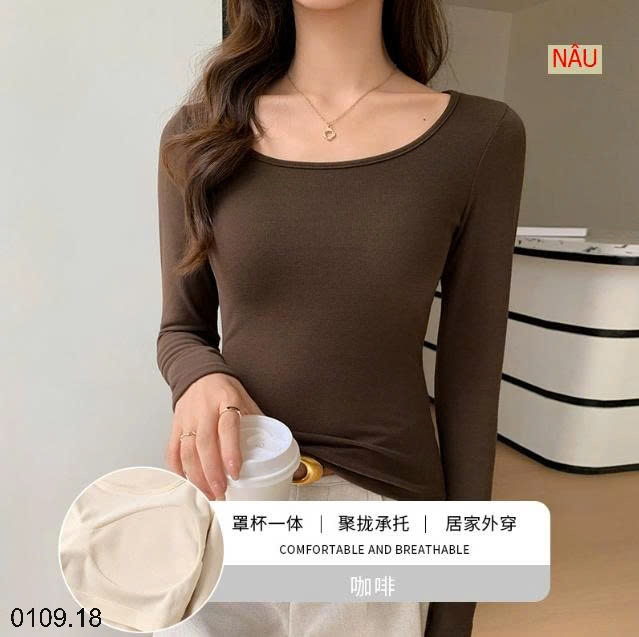 25HA0109.18 - ÁO THUN NỮ CỔ TRÒN KÈM BRA
