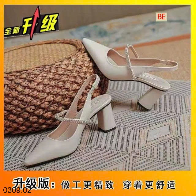 25HA0309.02 - GIÀY CAO GÓT ĐẾ VUÔNG ĐÍNH ĐÁ