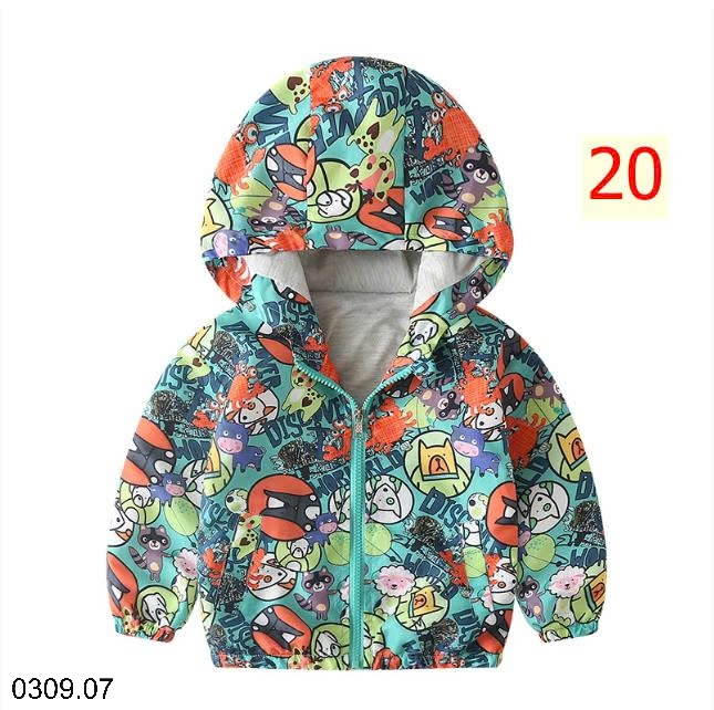 25HA0309.07 - ÁO KHOÁC GIÓ HOẠT HÌNH CHO BÉ