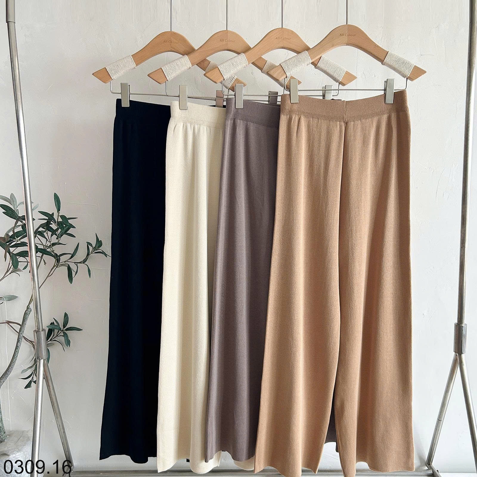 25HA0309.16 - SET DỆT KIM POLO TAY HẾN PHỐI QUẦN ỐNG RỘNG