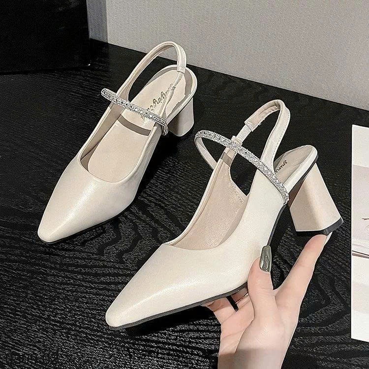 25HA0309.02 - GIÀY CAO GÓT ĐẾ VUÔNG ĐÍNH ĐÁ