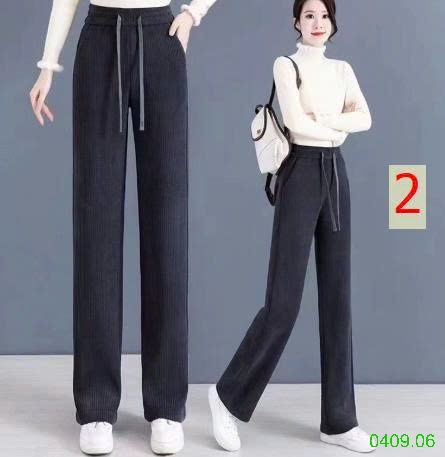 25HA0409.06 - QUẦN NHUNG XUÔNG ỐNG RỘNG CHO NỮ