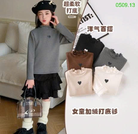 25HA0509.13 - ÁO NỈ HÌNH TIM CỔ BÈO SIZE ĐẠI BÉ GÁI