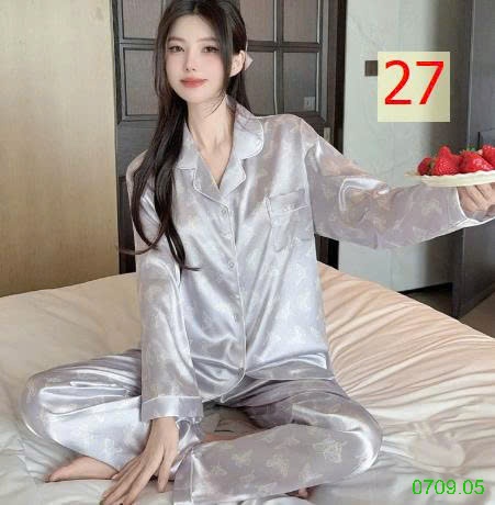 25HA0709.05 - BỘ LỤA PIZAMA DÀI TAY NỮ