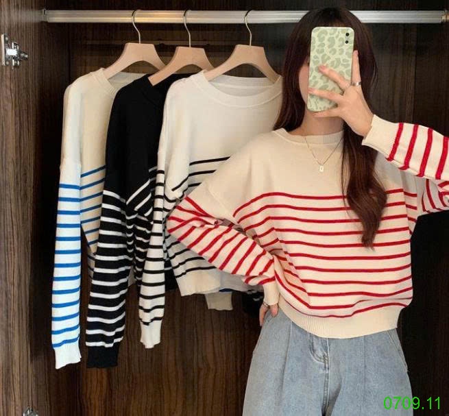 25HA0709.11 - ÁO LEN KẺ NỮ