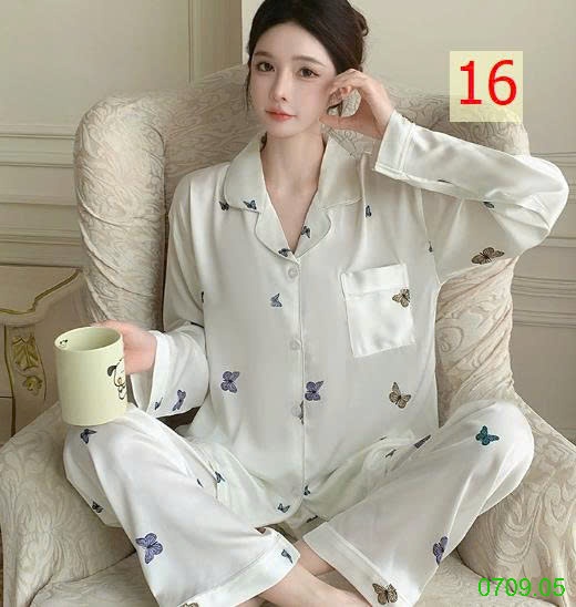 25HA0709.05 - BỘ LỤA PIZAMA DÀI TAY NỮ