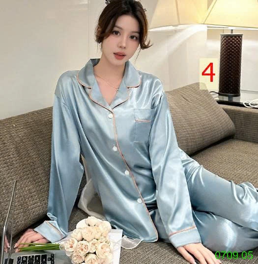 25HA0709.05 - BỘ LỤA PIZAMA DÀI TAY NỮ