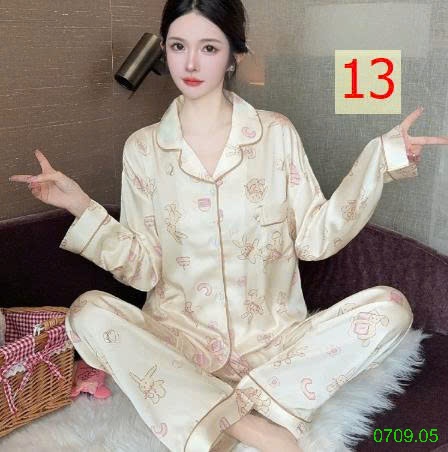 25HA0709.05 - BỘ LỤA PIZAMA DÀI TAY NỮ