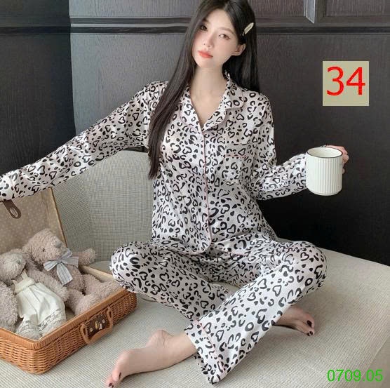 25HA0709.05 - BỘ LỤA PIZAMA DÀI TAY NỮ