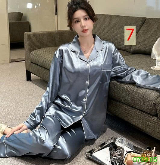 25HA0709.05 - BỘ LỤA PIZAMA DÀI TAY NỮ