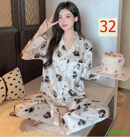 25HA0709.05 - BỘ LỤA PIZAMA DÀI TAY NỮ