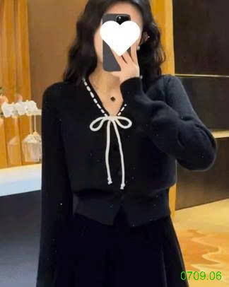 25HA0709.06 - ÁO CARDIGAN DỆT KIM KIỂU NƠ NHỎ KANING