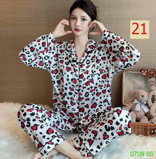 25HA0709.05 - BỘ LỤA PIZAMA DÀI TAY NỮ