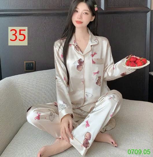 25HA0709.05 - BỘ LỤA PIZAMA DÀI TAY NỮ