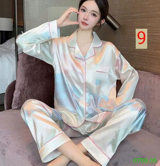 25HA0709.05 - BỘ LỤA PIZAMA DÀI TAY NỮ