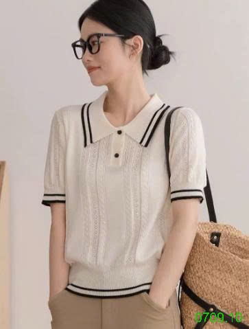 25HA0709.10 - ÁO POLO CỘC TAY MONGTEGHI MÙA THU CHO NỮ