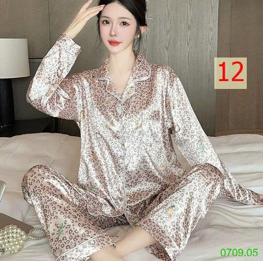 25HA0709.05 - BỘ LỤA PIZAMA DÀI TAY NỮ