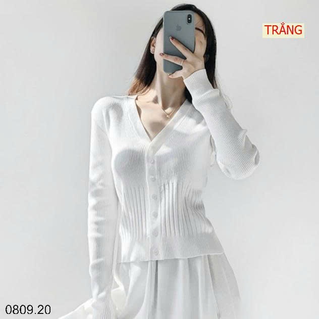 25HA0809.20 - ÁO LEN CARDIGAN DỆT KIM CỔ CHỮ V PHONG CÁCH