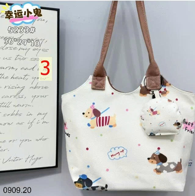 25HA0909.20 - TÚI XÁCH VẢI CANVAS DỄ THƯƠNG
