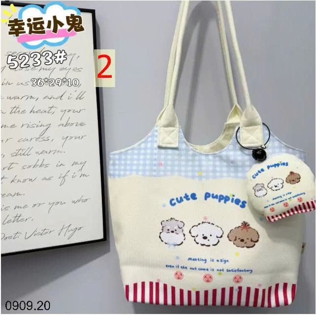 25HA0909.20 - TÚI XÁCH VẢI CANVAS DỄ THƯƠNG