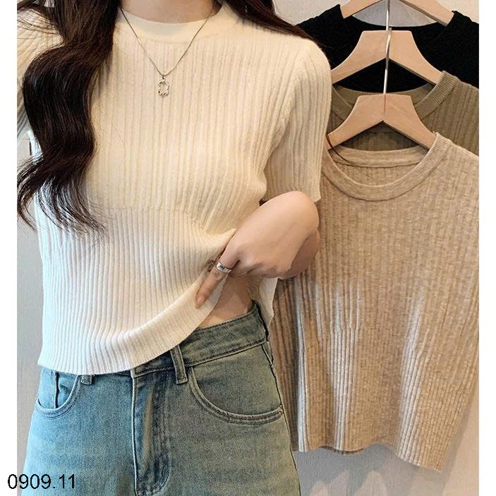 25HA0909.11 - ÁO LEN NGẮN TAY CỔ TRÒN