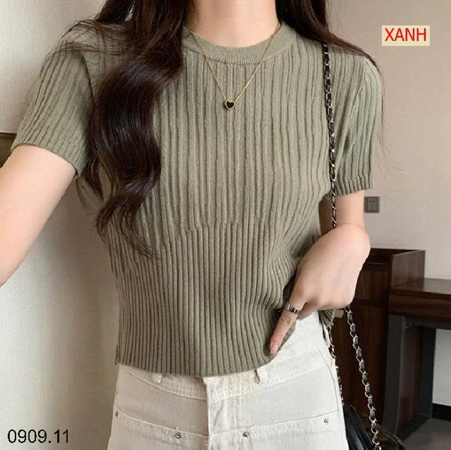 25HA0909.11 - ÁO LEN NGẮN TAY CỔ TRÒN