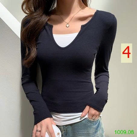 25HA1009.08 - ÁO PHỐI HAI MÀU CỔ V