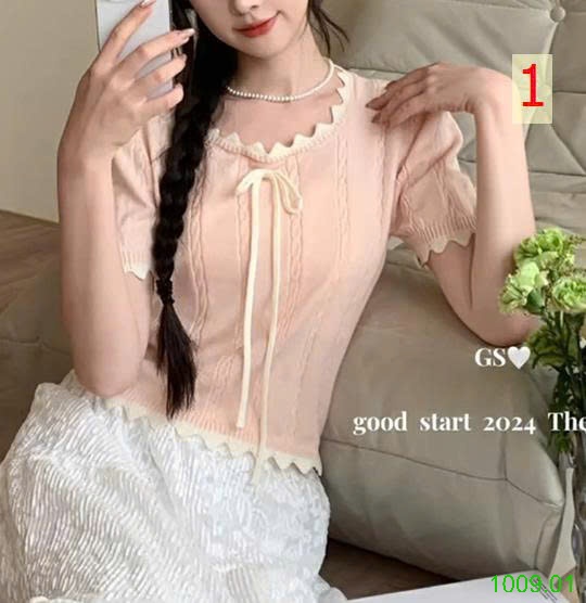 25HA1009.01 - ÁO LEN DỆT KIM CỘC TAY NỮ
