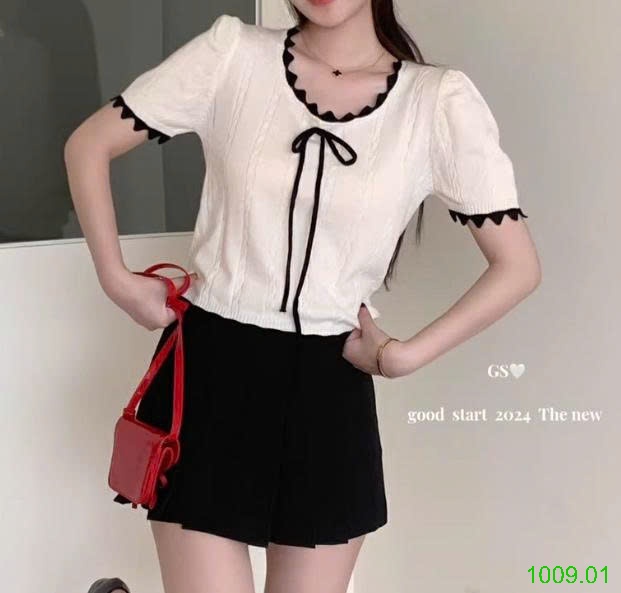 25HA1009.01 - ÁO LEN DỆT KIM CỘC TAY NỮ