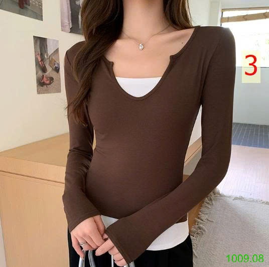 25HA1009.08 - ÁO PHỐI HAI MÀU CỔ V